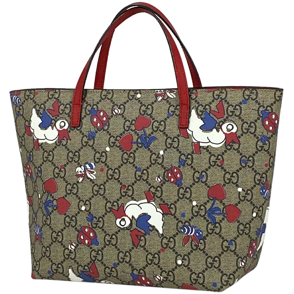 Gucci Canvas Bag Duck Beige GG Tote Handbag Red - Picture 2 of 6